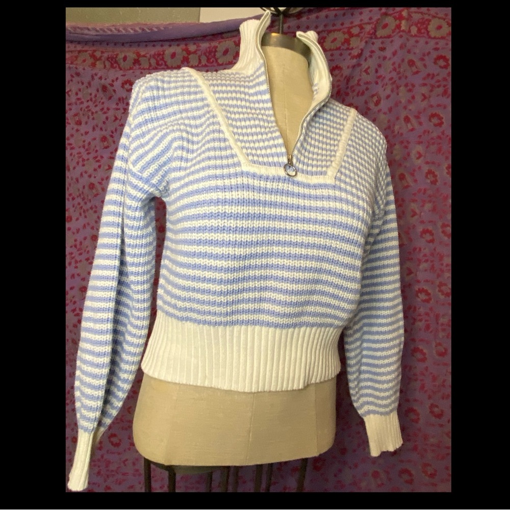 Jessica Simpson half-zip striped sweater with mock turtleneck